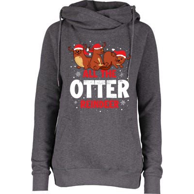 All The Otter Reindeer Gift Womens Funnel Neck Pullover Hood