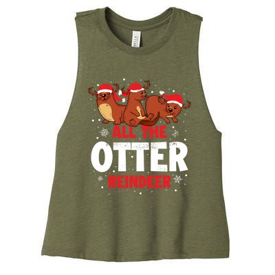 All The Otter Reindeer Gift Women's Racerback Cropped Tank