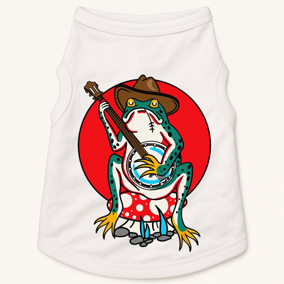American Traditional Old School Tattoo Flash Frog Banjo Doggie Tank