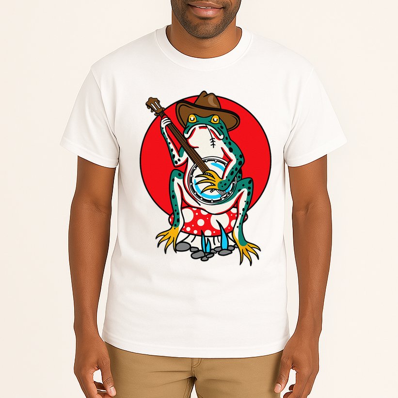 American Traditional Old School Tattoo Flash Frog Banjo Tall T-Shirt