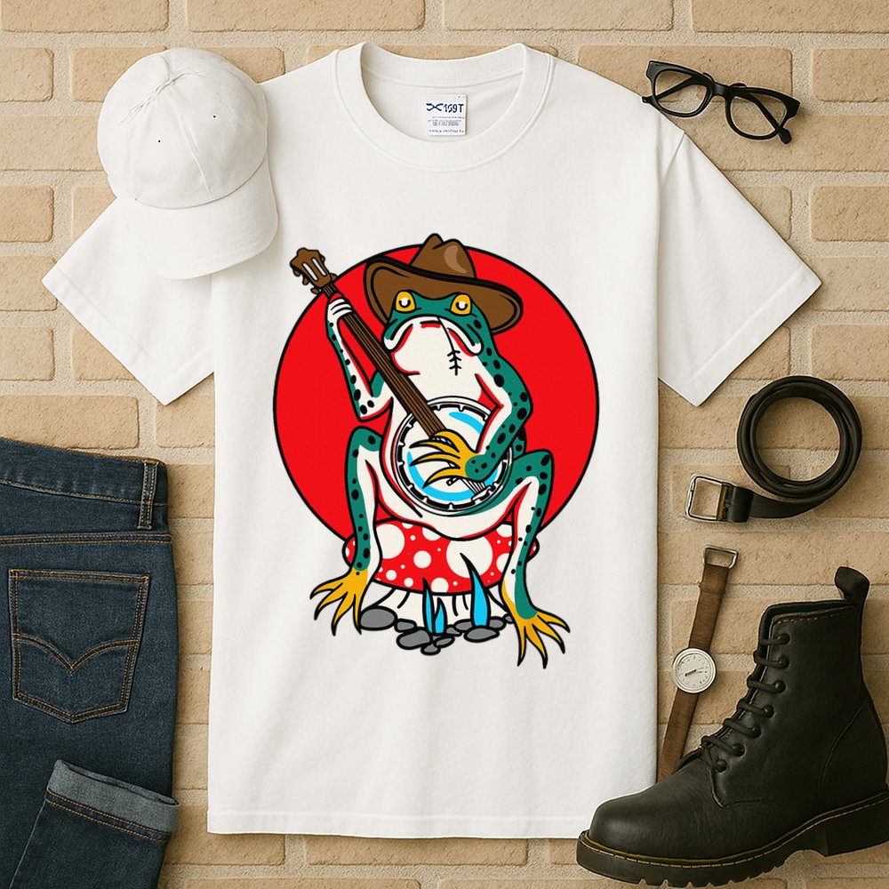 American Traditional Old School Tattoo Flash Frog Banjo Tall T-Shirt