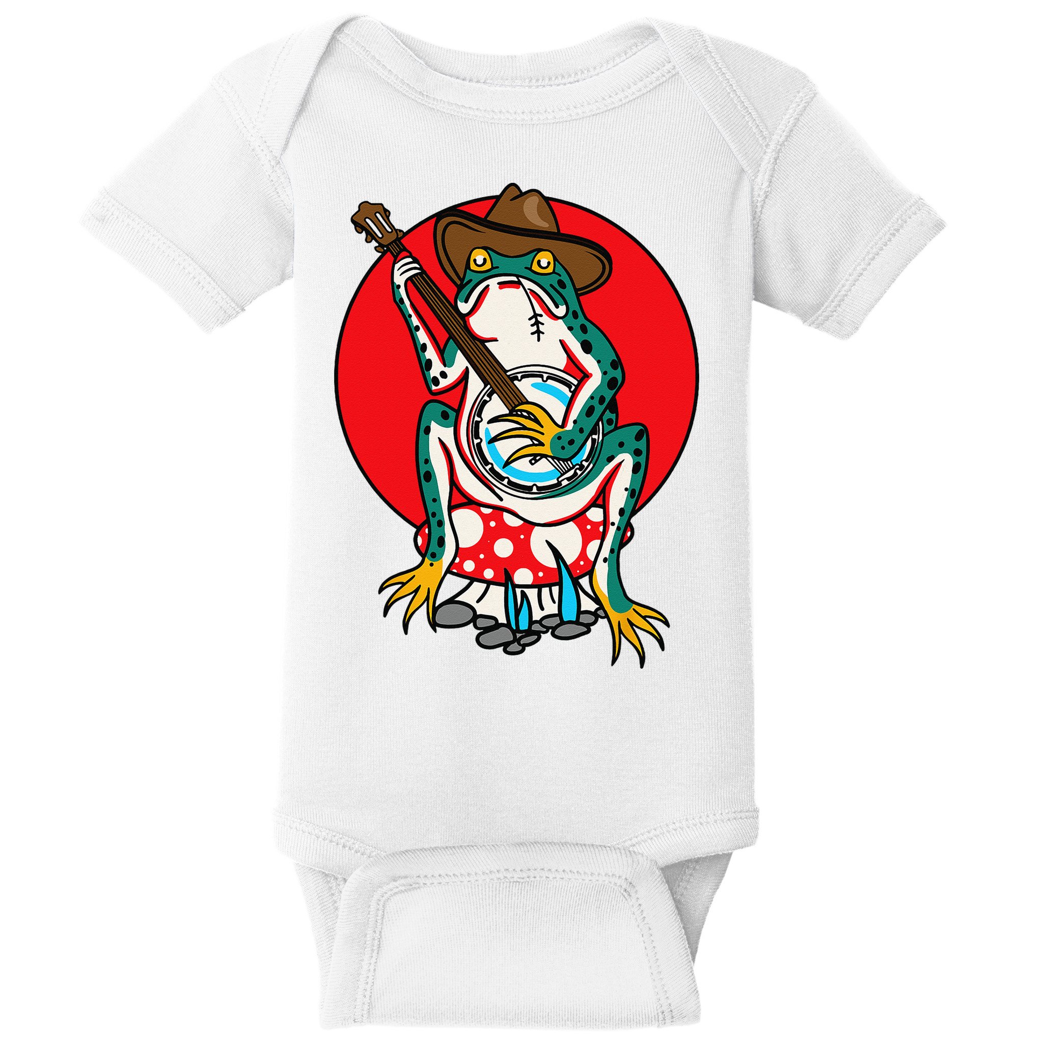 American Traditional Old School Tattoo Flash Frog Banjo Baby Bodysuit