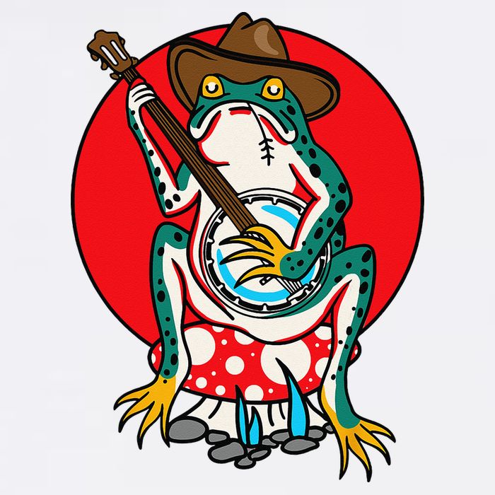 American Traditional Old School Tattoo Flash Frog Banjo Baby Bodysuit
