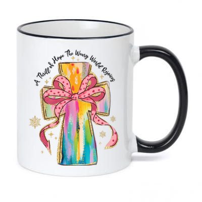 A Thrill Of Hope The Weary World Rejoices Christmas Christian Cross 11oz Black Color Changing Mug