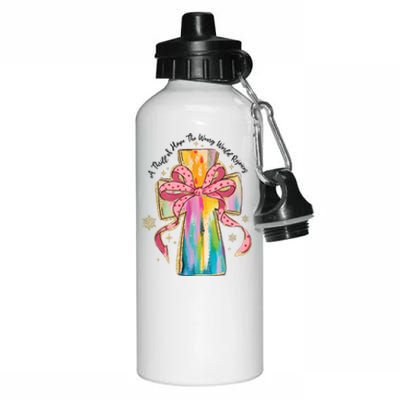 A Thrill Of Hope The Weary World Rejoices Christmas Christian Cross Aluminum Water Bottle