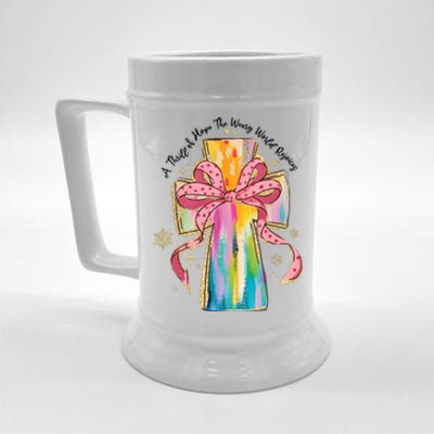 A Thrill Of Hope The Weary World Rejoices Christmas Christian Cross Beer Stein