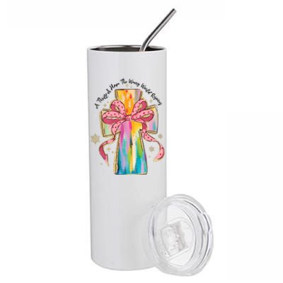 A Thrill Of Hope The Weary World Rejoices Christmas Christian Cross Stainless Steel Tumbler