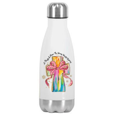 A Thrill Of Hope The Weary World Rejoices Christmas Christian Cross Stainless Steel Insulated Water Bottle