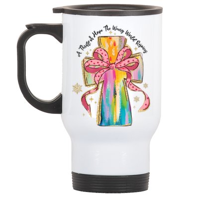 A Thrill Of Hope The Weary World Rejoices Christmas Christian Cross Stainless Steel Travel Mug