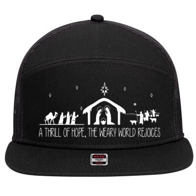 A Thrill Of Hope The Weary World Rejoices Merry Christmas 7 Panel Mesh Trucker Snapback Hat