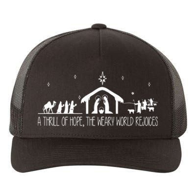 A Thrill Of Hope The Weary World Rejoices Merry Christmas Yupoong Adult 5-Panel Trucker Hat