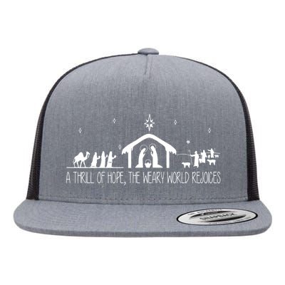 A Thrill Of Hope The Weary World Rejoices Merry Christmas Flat Bill Trucker Hat