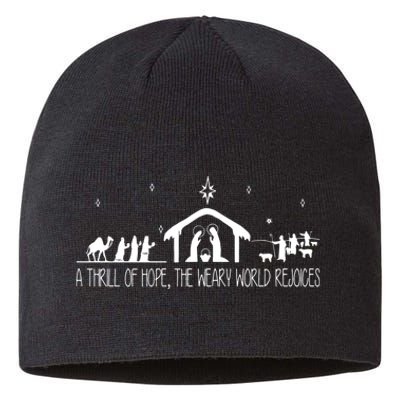 A Thrill Of Hope The Weary World Rejoices Merry Christmas Sustainable Beanie