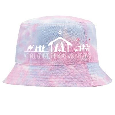 A Thrill Of Hope The Weary World Rejoices Merry Christmas Tie-Dyed Bucket Hat