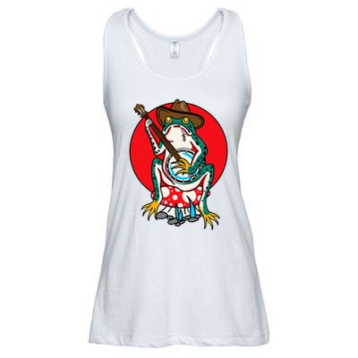 American Traditional Old School Tattoo Flash Frog Banjo Ladies Essential Flowy Tank
