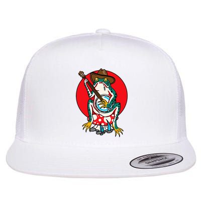 American Traditional Old School Tattoo Flash Frog Banjo Flatbill Hat