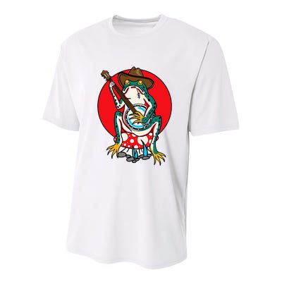 American Traditional Old School Tattoo Flash Frog Banjo Youth Performance Sprint T-Shirt