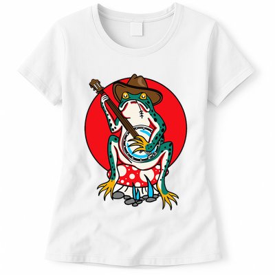 American Traditional Old School Tattoo Flash Frog Banjo Womens T-Shirt