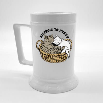 Allergic To Pussy Beer Stein