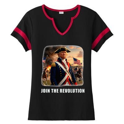 Awesome Trump Patriotic Revolution 2024 President Ladies Halftime Notch Neck Tee