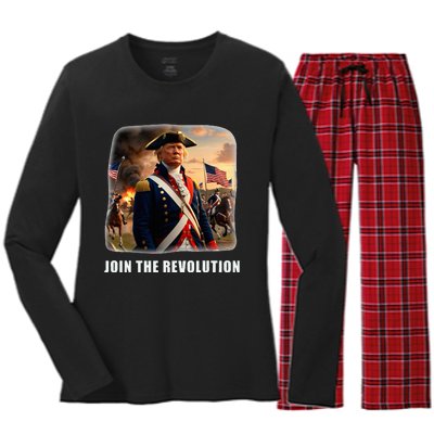 Awesome Trump Patriotic Revolution 2024 President Women's Long Sleeve Flannel Pajama Set 