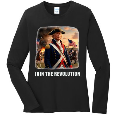 Awesome Trump Patriotic Revolution 2024 President Ladies Long Sleeve Shirt