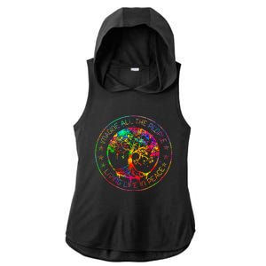 All The People Imagine Living Life In Peace Hippie Tie Dye Ladies PosiCharge Tri-Blend Wicking Draft Hoodie Tank