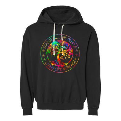 All The People Imagine Living Life In Peace Hippie Tie Dye Garment-Dyed Fleece Hoodie