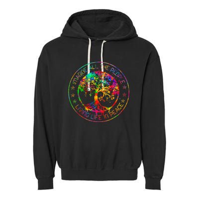 All The People Imagine Living Life In Peace Hippie Tie Dye Garment-Dyed Fleece Hoodie