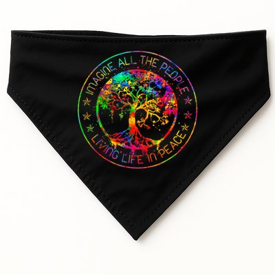 All The People Imagine Living Life In Peace Hippie Tie Dye USA-Made Doggie Bandana