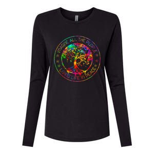 All The People Imagine Living Life In Peace Hippie Tie Dye Womens Cotton Relaxed Long Sleeve T-Shirt