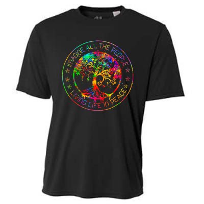 All The People Imagine Living Life In Peace Hippie Tie Dye Cooling Performance Crew T-Shirt