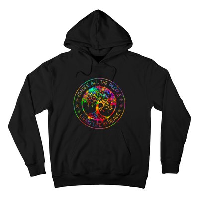 All The People Imagine Living Life In Peace Hippie Tie Dye Hoodie