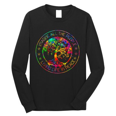 All The People Imagine Living Life In Peace Hippie Tie Dye Long Sleeve Shirt