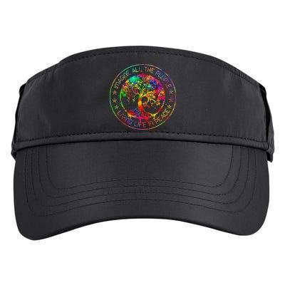 All The People Imagine Living Life In Peace Hippie Tie Dye Adult Drive Performance Visor
