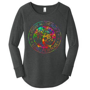 All The People Imagine Living Life In Peace Hippie Tie Dye Women's Perfect Tri Tunic Long Sleeve Shirt