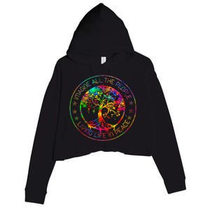 All The People Imagine Living Life In Peace Hippie Tie Dye Crop Fleece Hoodie