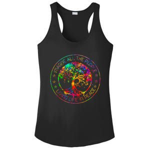 All The People Imagine Living Life In Peace Hippie Tie Dye Ladies PosiCharge Competitor Racerback Tank