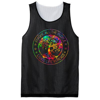 All The People Imagine Living Life In Peace Hippie Tie Dye Mesh Reversible Basketball Jersey Tank