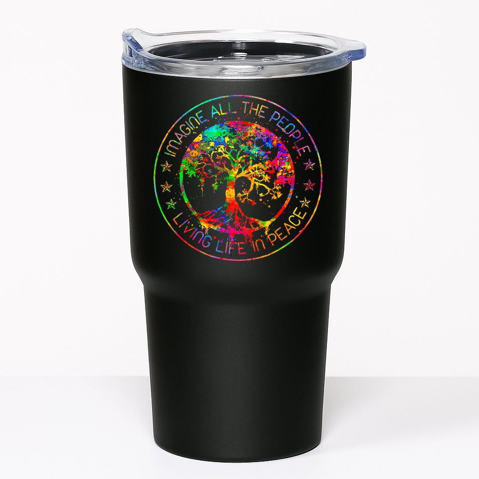All The People Imagine Living Life In Peace Hippie Tie Dye Tumbler