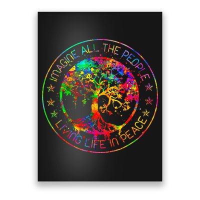 All The People Imagine Living Life In Peace Hippie Tie Dye Poster