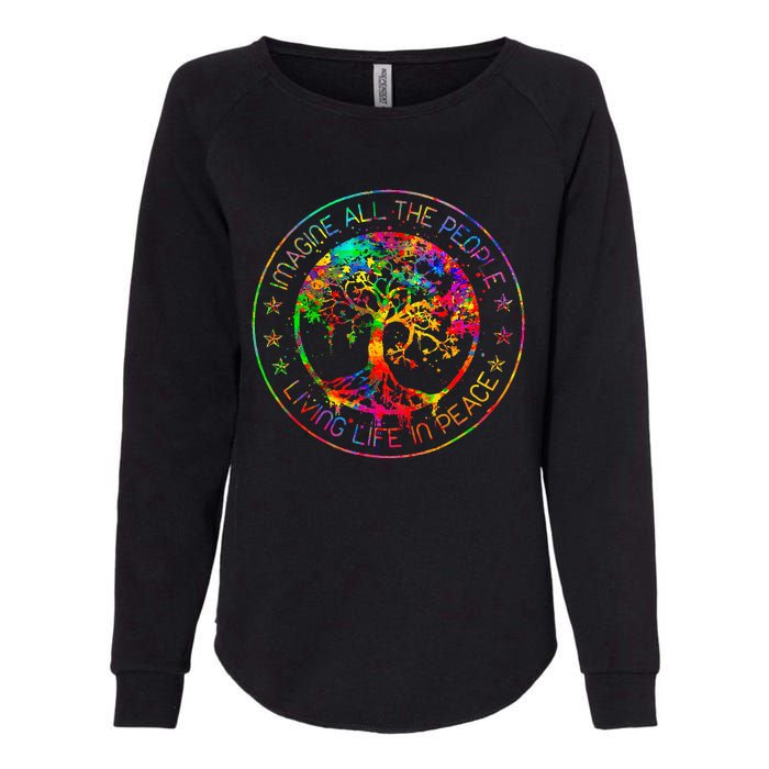 All The People Imagine Living Life In Peace Hippie Tie Dye Womens California Wash Sweatshirt