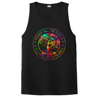 All The People Imagine Living Life In Peace Hippie Tie Dye PosiCharge Competitor Tank