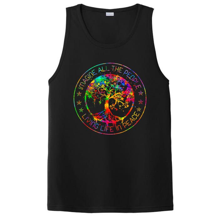 All The People Imagine Living Life In Peace Hippie Tie Dye PosiCharge Competitor Tank