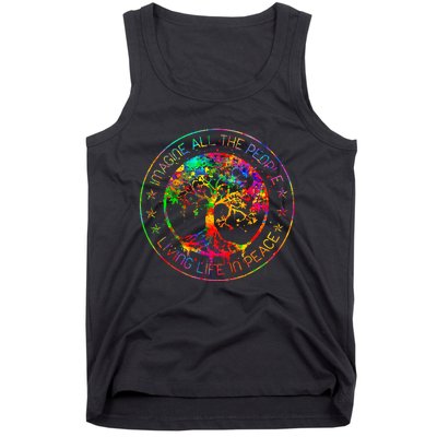 All The People Imagine Living Life In Peace Hippie Tie Dye Tank Top