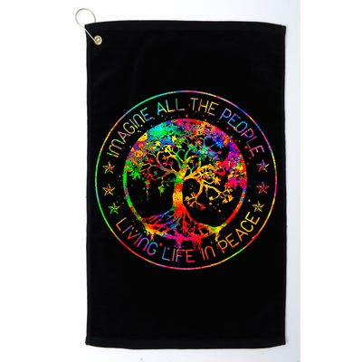 All The People Imagine Living Life In Peace Hippie Tie Dye Golf Towel