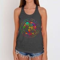 All The People Imagine Living Life In Peace Hippie Tie Dye Women's Knotted Racerback Tank