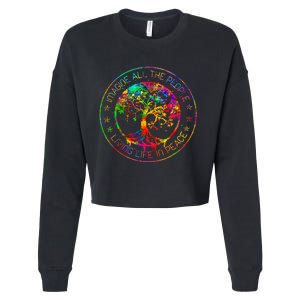 All The People Imagine Living Life In Peace Hippie Tie Dye Cropped Pullover Crew