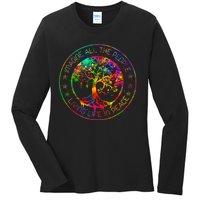 All The People Imagine Living Life In Peace Hippie Tie Dye Ladies Long Sleeve Shirt