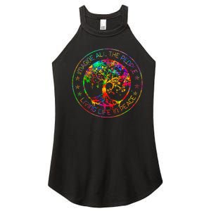 All The People Imagine Living Life In Peace Hippie Tie Dye Women's Perfect Tri Rocker Tank